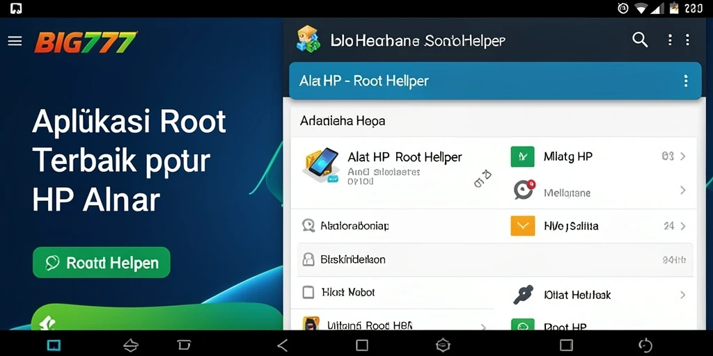 Antarmuka aplikasi BIG777 yang mudah digunakan untuk Root Helper.