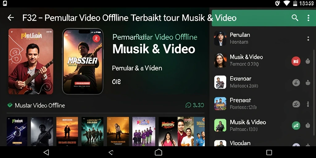 Tampilan antarmuka F32 yang sederhana dan fungsional untuk Pemutar Video Offline.