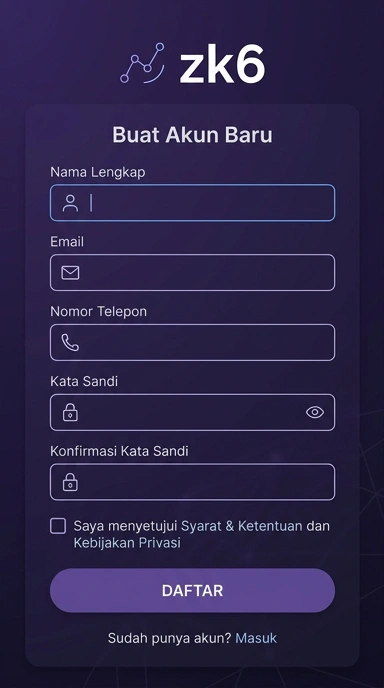 Tampilan halaman daftar zk6